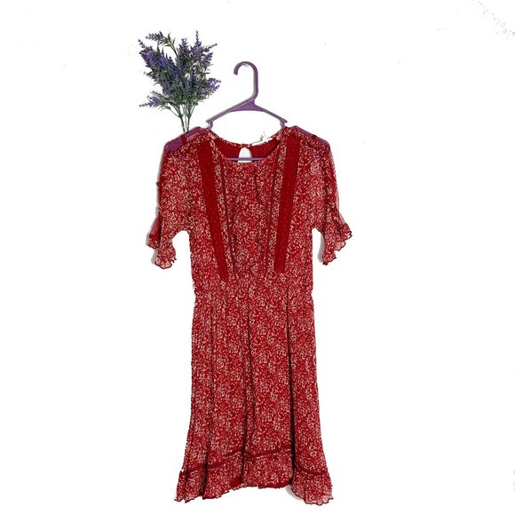 Anthropologie Dresses & Skirts - Anthropologie Floreat Red Amber Ruffle Lace Dress